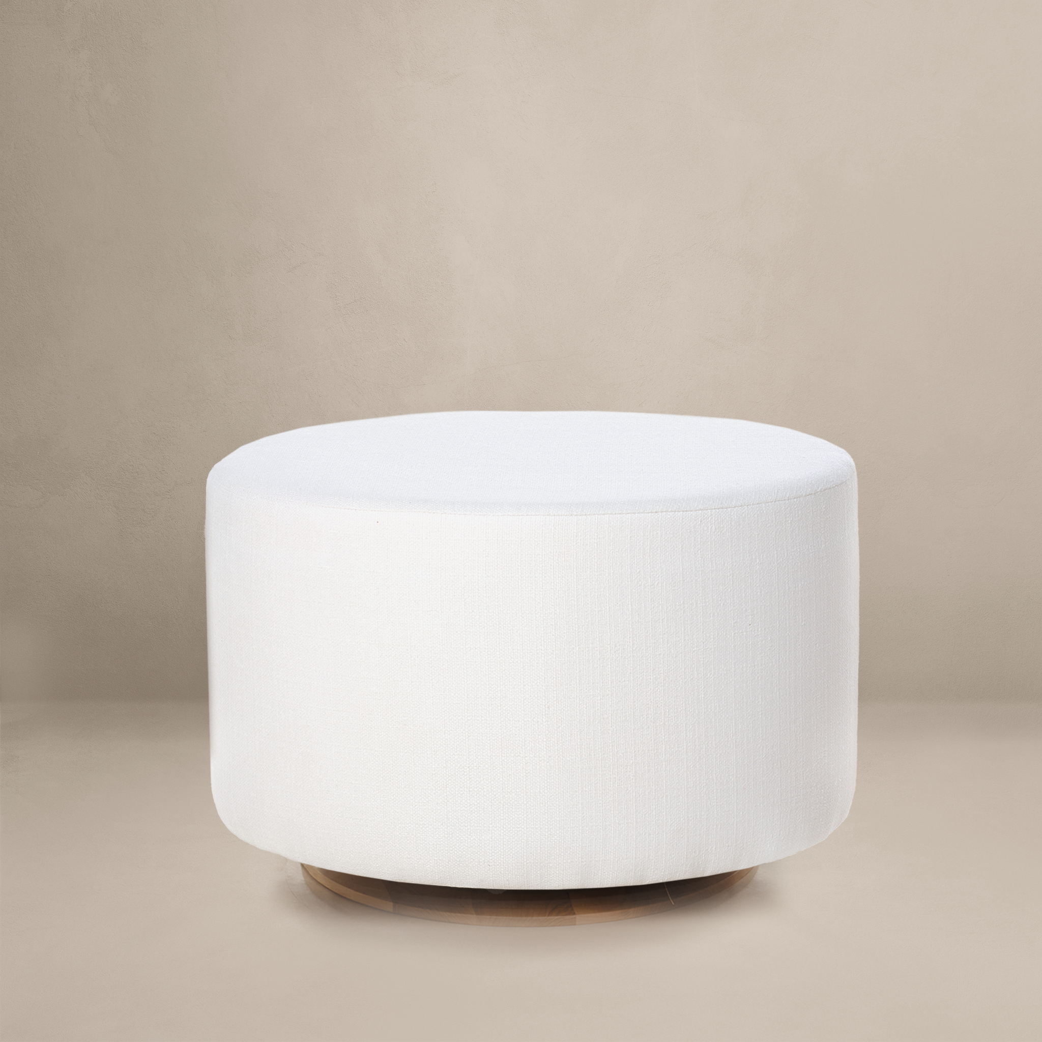 Small Stationary Oval Ottoman With Wood Base