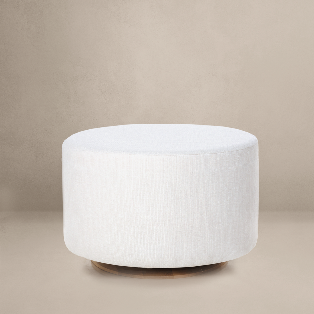 Small Stationary Oval Ottoman with Wood Base
