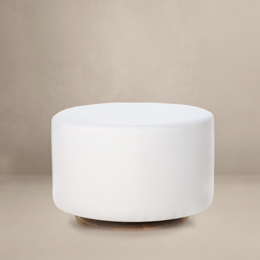 Small Stationary Oval Ottoman with Wood Base