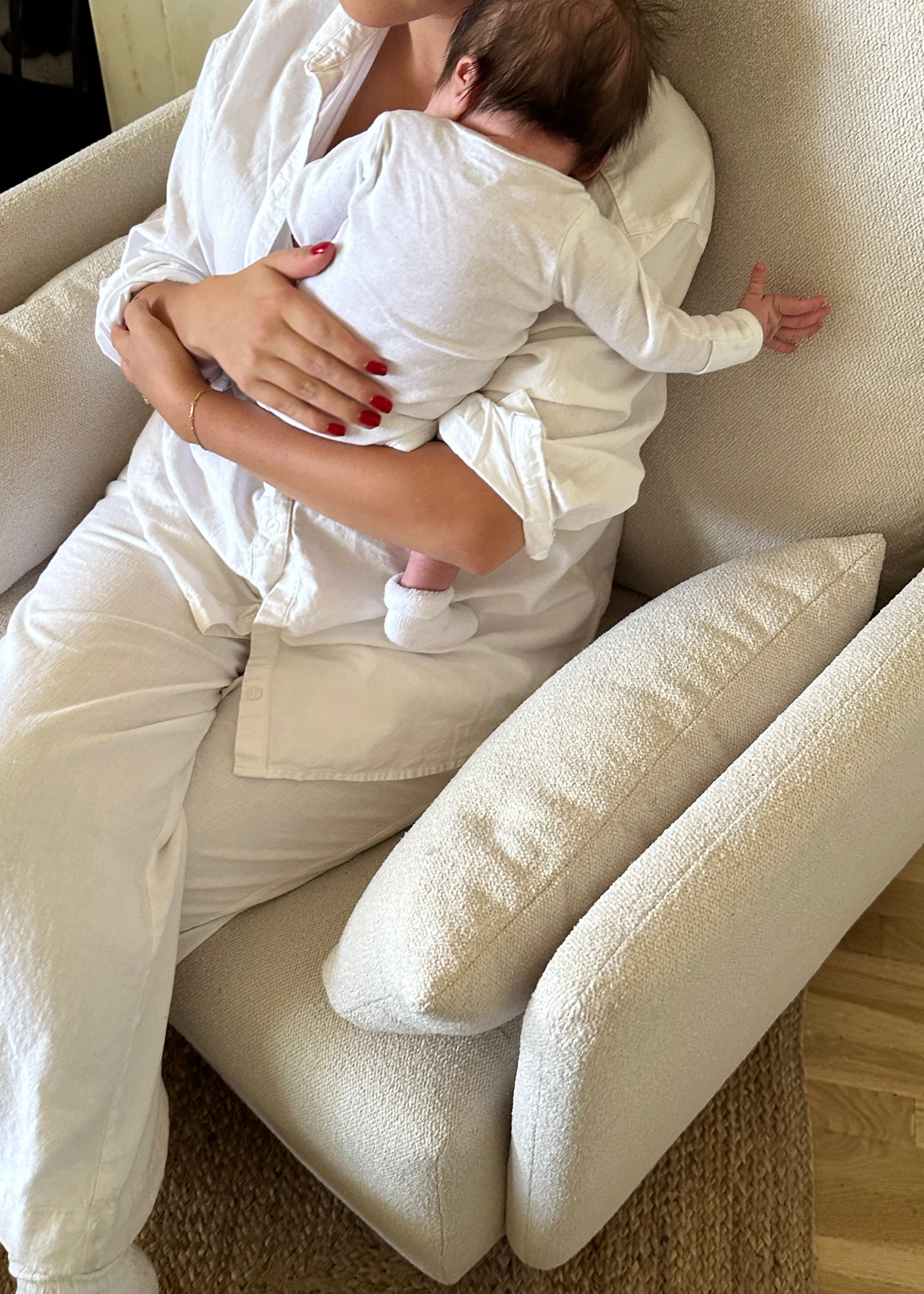 Ollie: a Chair and a Half - Swivel Nursery Glider with Back Recline Feature - High Performance Bouclé Oyster