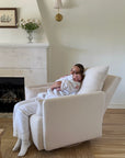 Ollie: a Chair and a Half - Swivel Nursery Glider with Back Recline Feature - High Performance Bouclé Oyster