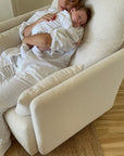 Ollie: a Chair and a Half - Swivel Nursery Glider with Back Recline Feature - High Performance Bouclé Oyster