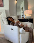 Ollie: a Chair and a Half - Swivel Nursery Glider with Back Recline Feature - High Performance Bouclé Oyster