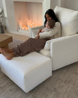 Ollie: a Chair and a Half - Swivel Nursery Glider with Back Recline Feature - High Performance Bouclé Oyster