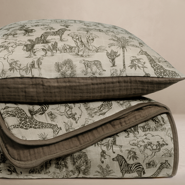 'Vintage Safari' Nursery - Premium Muslin Crib Quilt & Sham