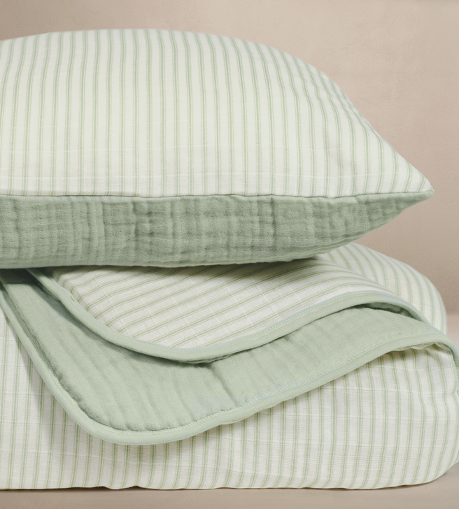 Sage Green Striped Nursery Bedding Collection | Oilo™ Studio