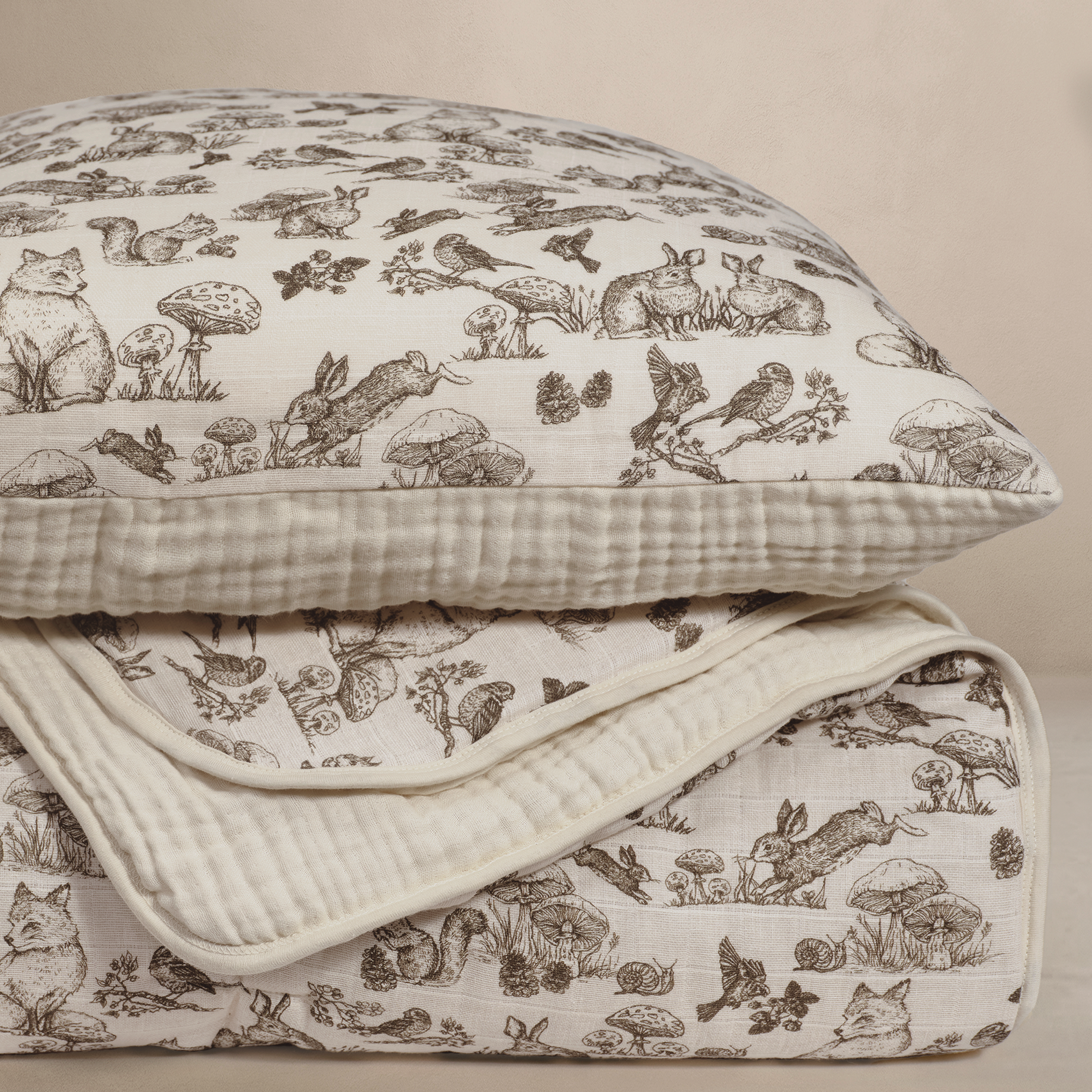 'Woodland' Nursery - Premium Muslin Crib Quilt & Sham