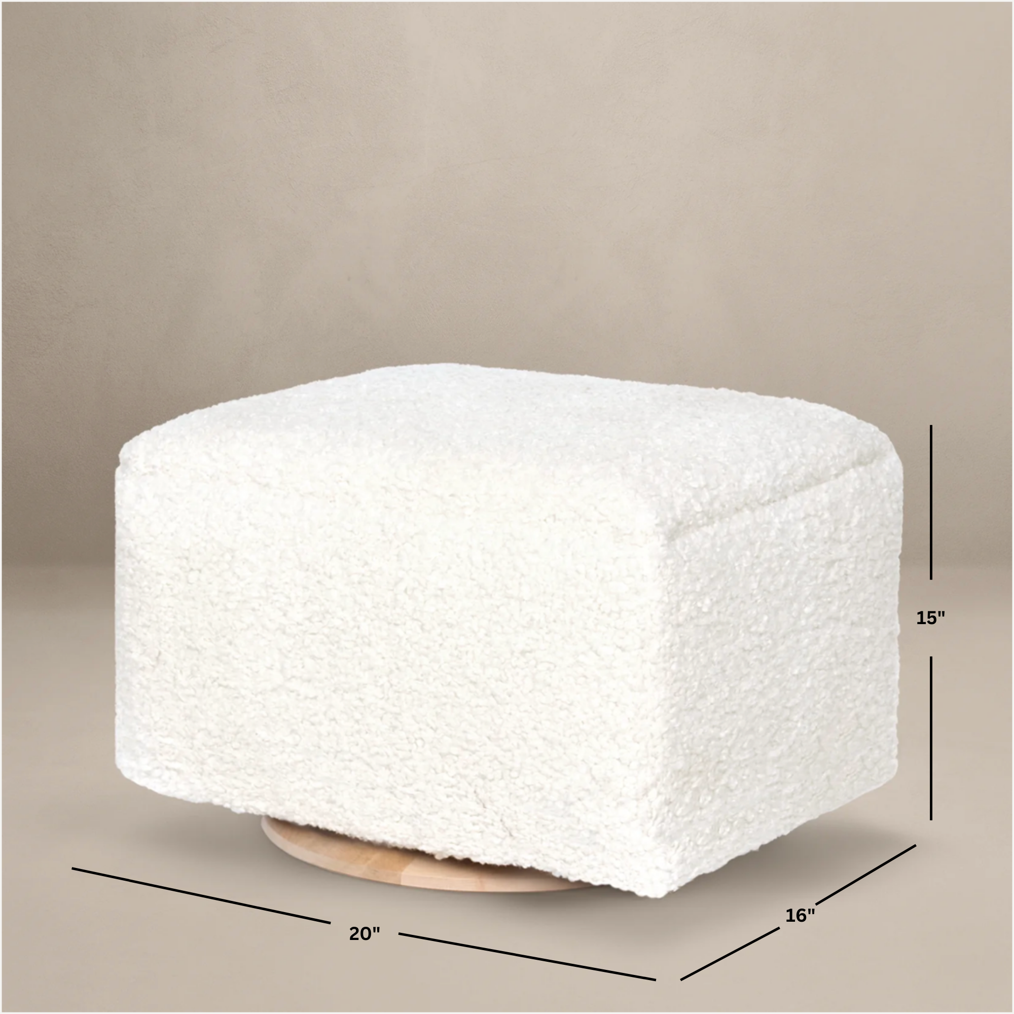 Small Stationary Rectangle Ottoman With Wood Base