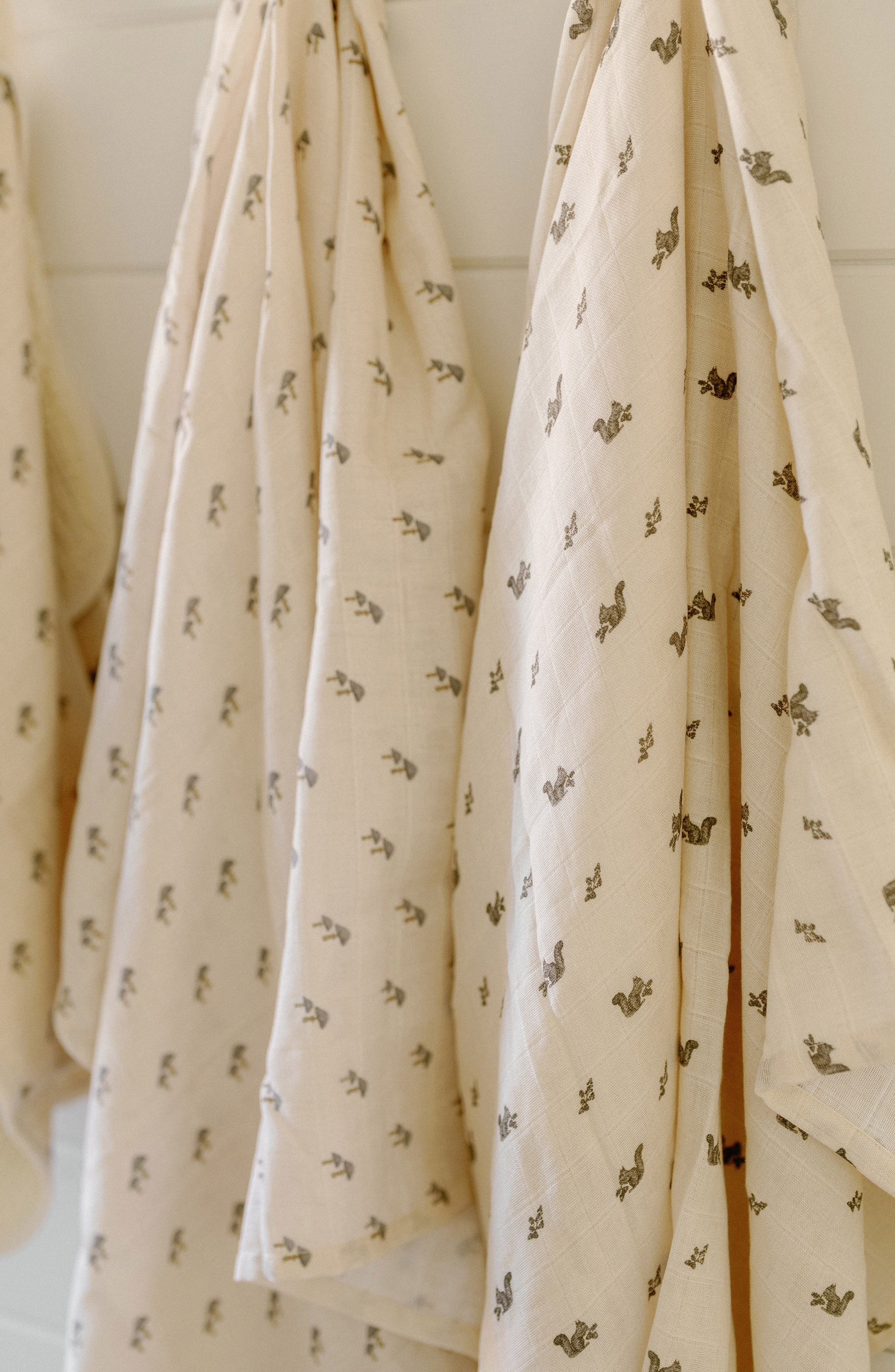 'Squirrel' & 'Mushroom' - Muslin Swaddle Blanket Set