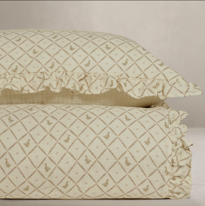 Butter Yellow Duck - Premium Muslin Crib Quilt & Sham Set