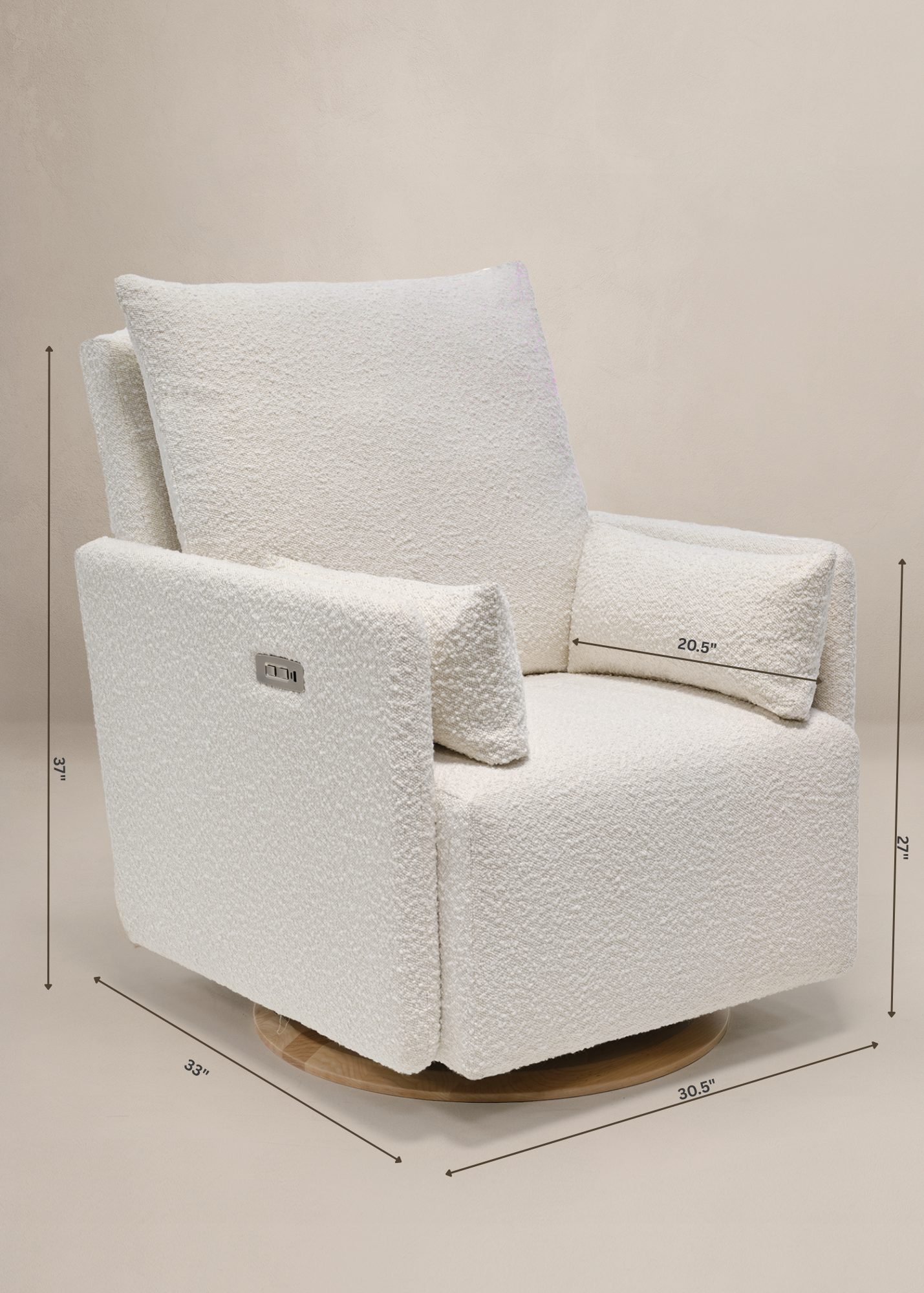 Ollie: Standard Size - Swivel Nursery Glider with Back Recline Feature