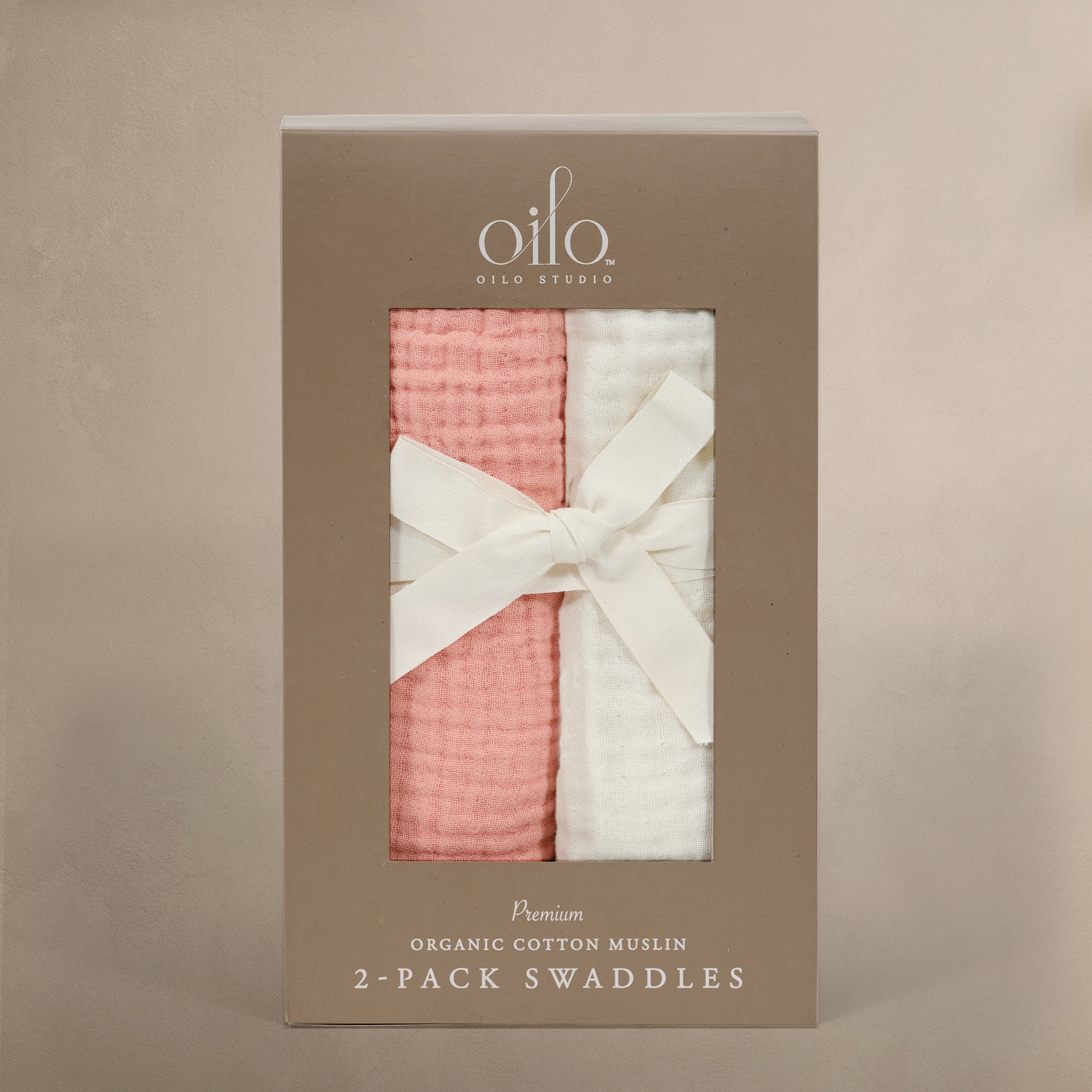 'Eggshell' Creme & 'Rosette' Pink - Premium Muslin Swaddle Blanket Set