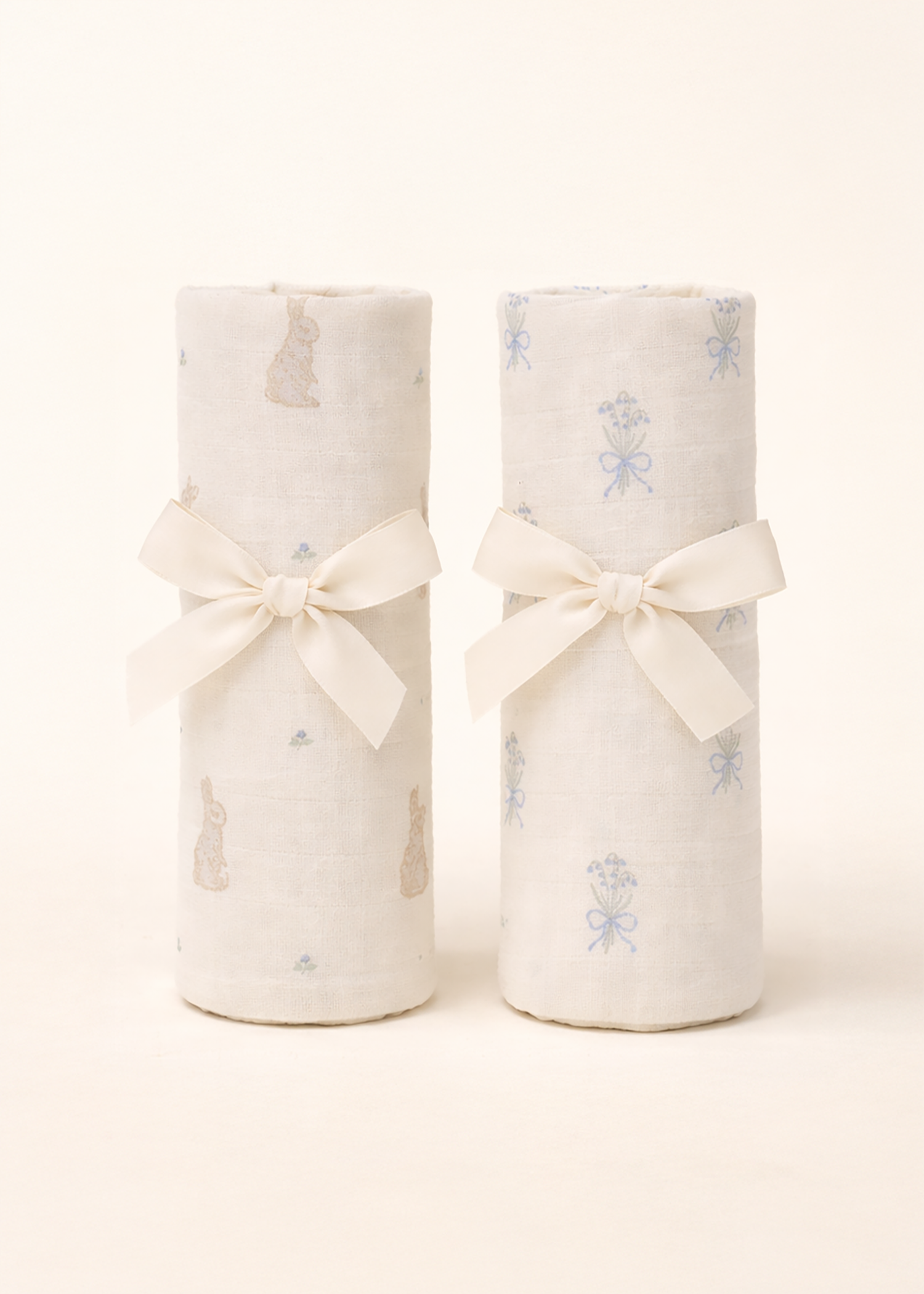 Bunny & Lily of the Valley - Muslin Swaddle Blanket Set