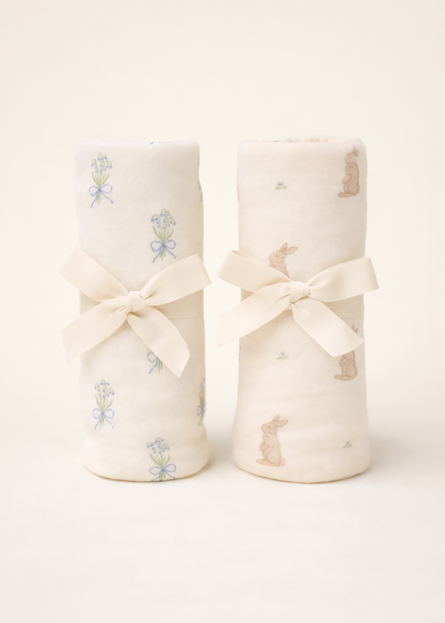 Bunny & Lily of the Valley - Jersey Swaddle Blanket Set