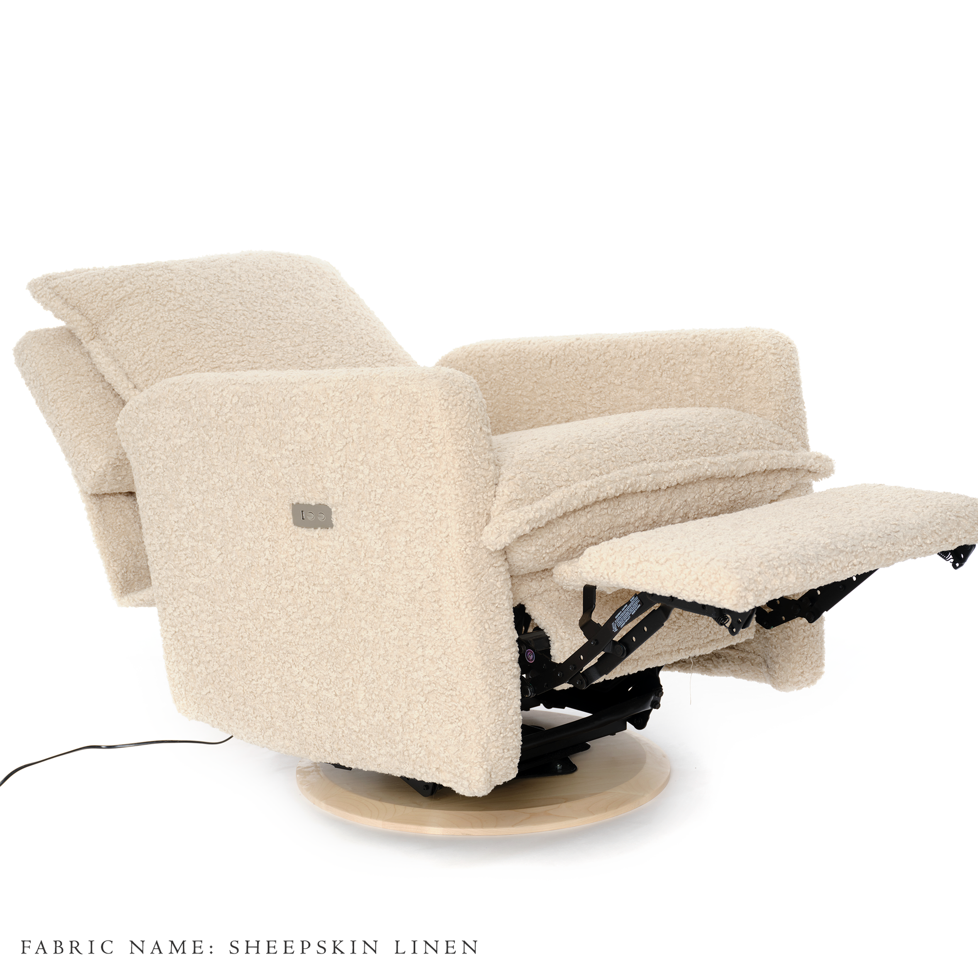 Flynn – Gliding Swivel Nursery Recliner - Sheepskin Linen