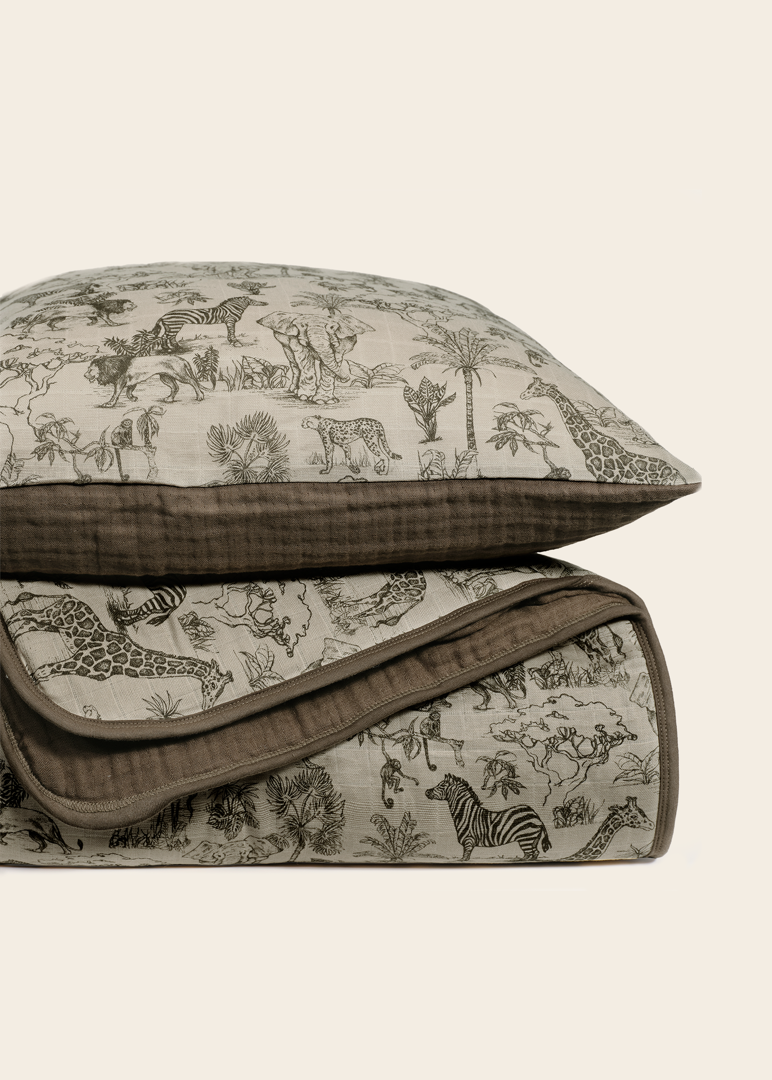 Vintage Safari Nursery - Premium Muslin Crib Quilt & Sham Set