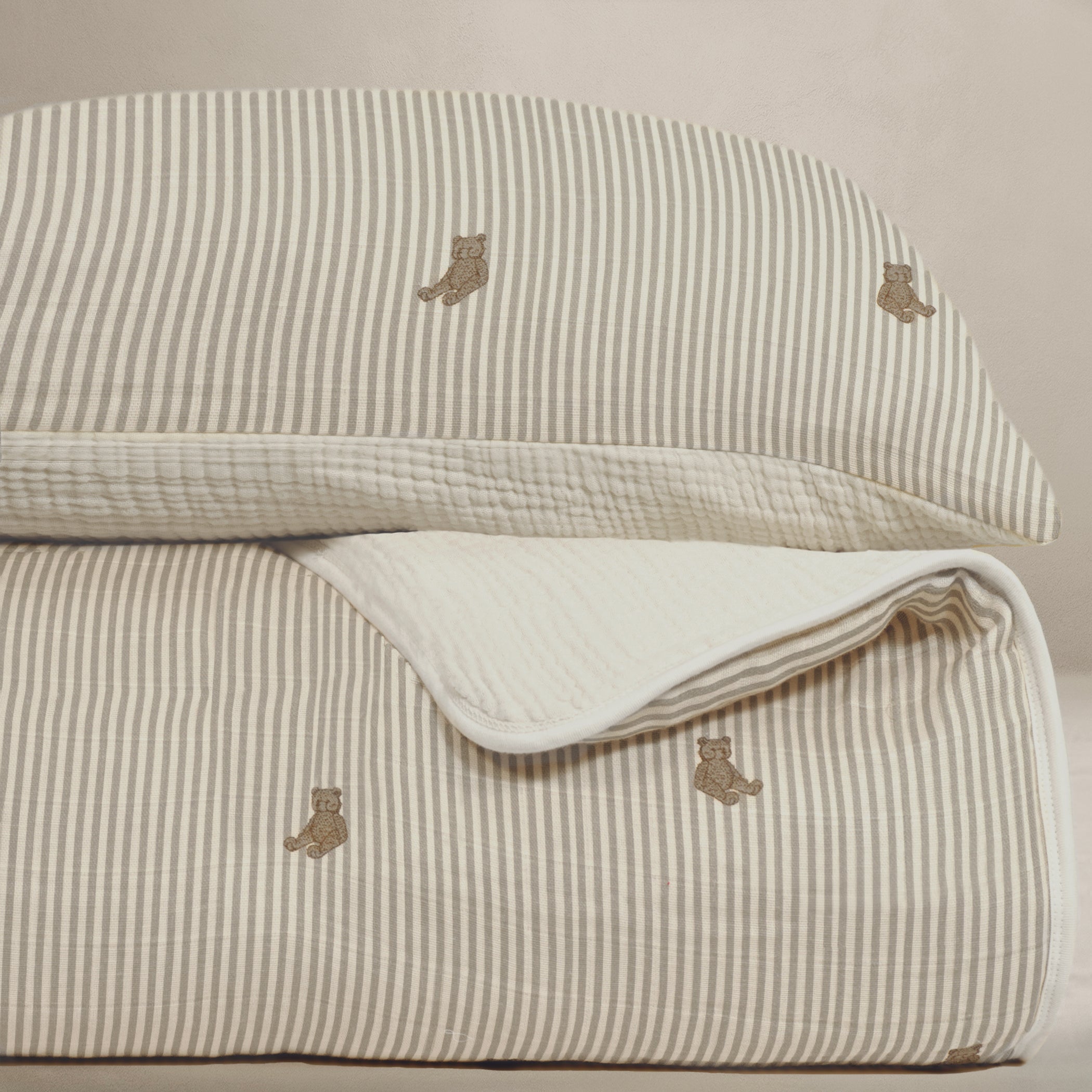 Bear - Premium Muslin Crib Quilt & Sham Set