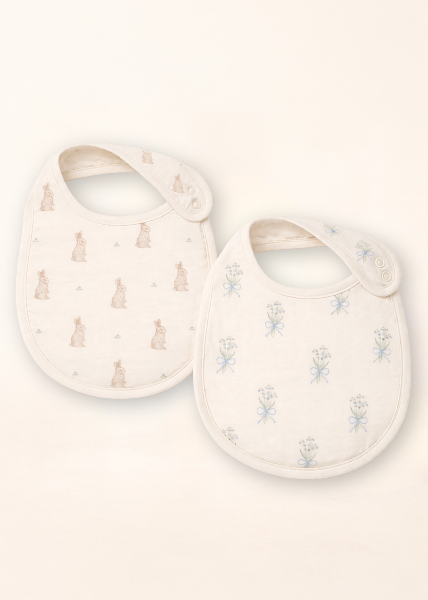 Bunny & Lily of the Valley - Premium Muslin Bib 2-Pack