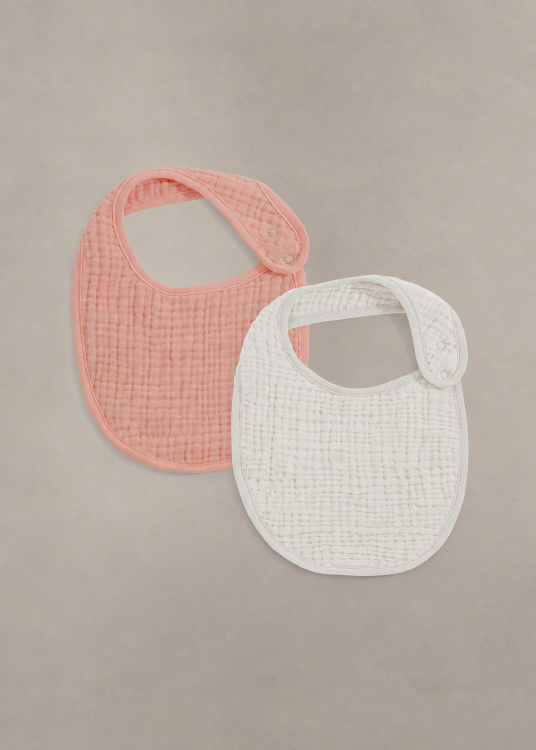 Eggshell Crème & Rosette Pink - Premium Muslin Bib 2-Pack