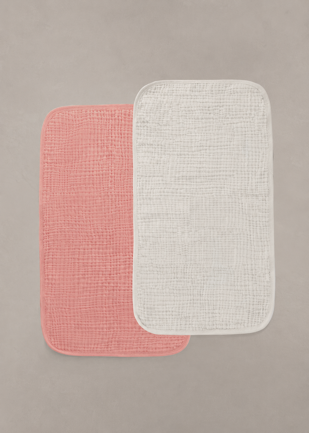 Eggshell Crème & Rosette Pink - Premium Muslin Burp Cloth 2-Pack