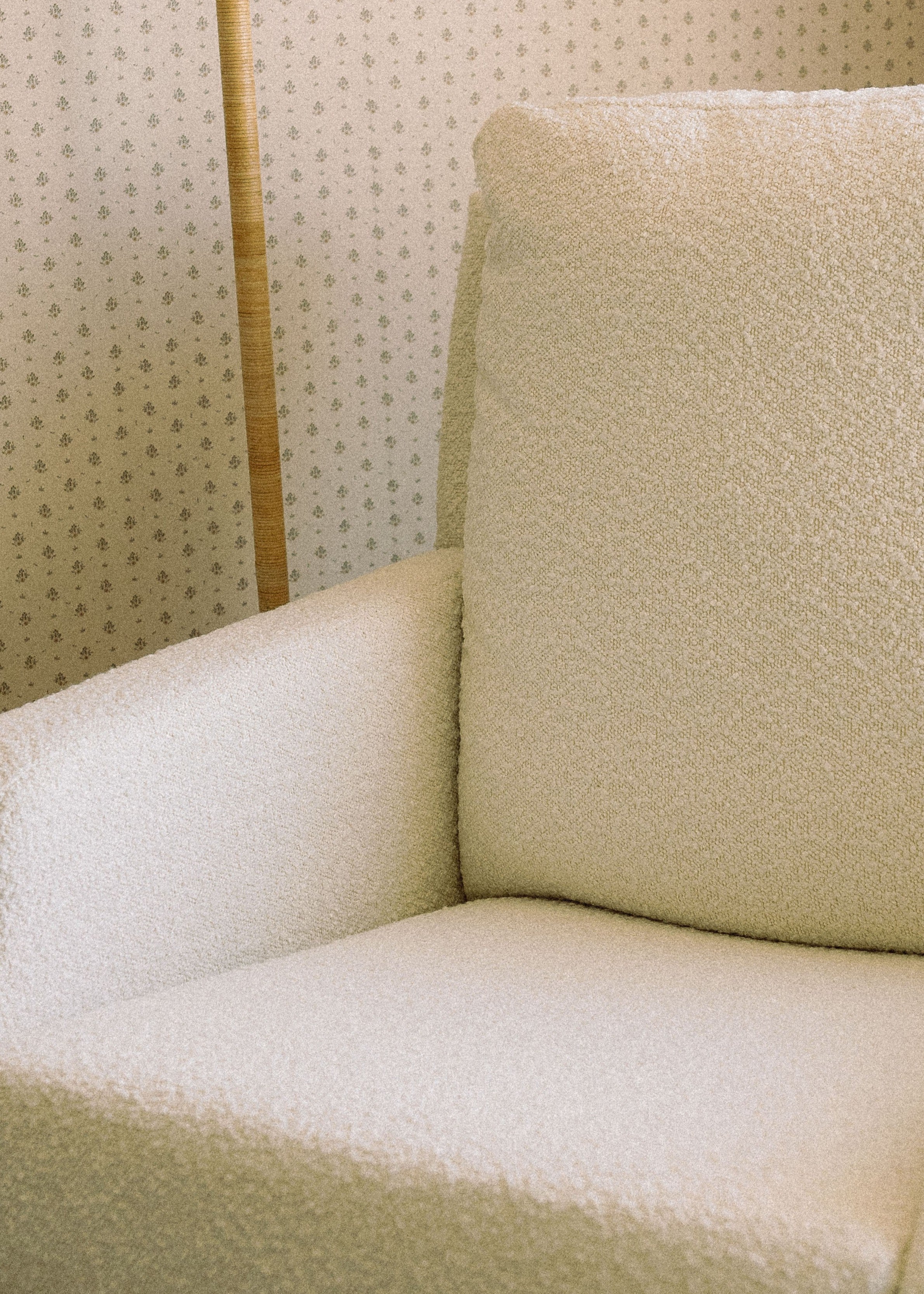 *AS IS – Drew – Gliding Swivel Nursery Recliner - High Performance Bouclé Oyster - Motorized Recline - Wooden Base