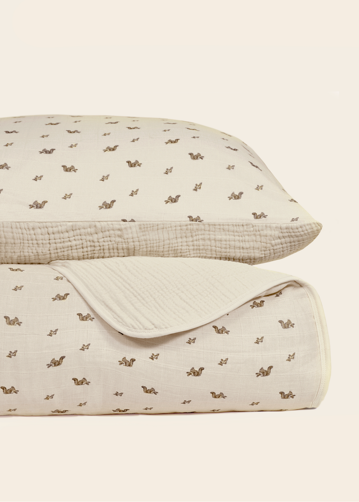 Squirrel - Premium Muslin Crib Quilt & Sham Set