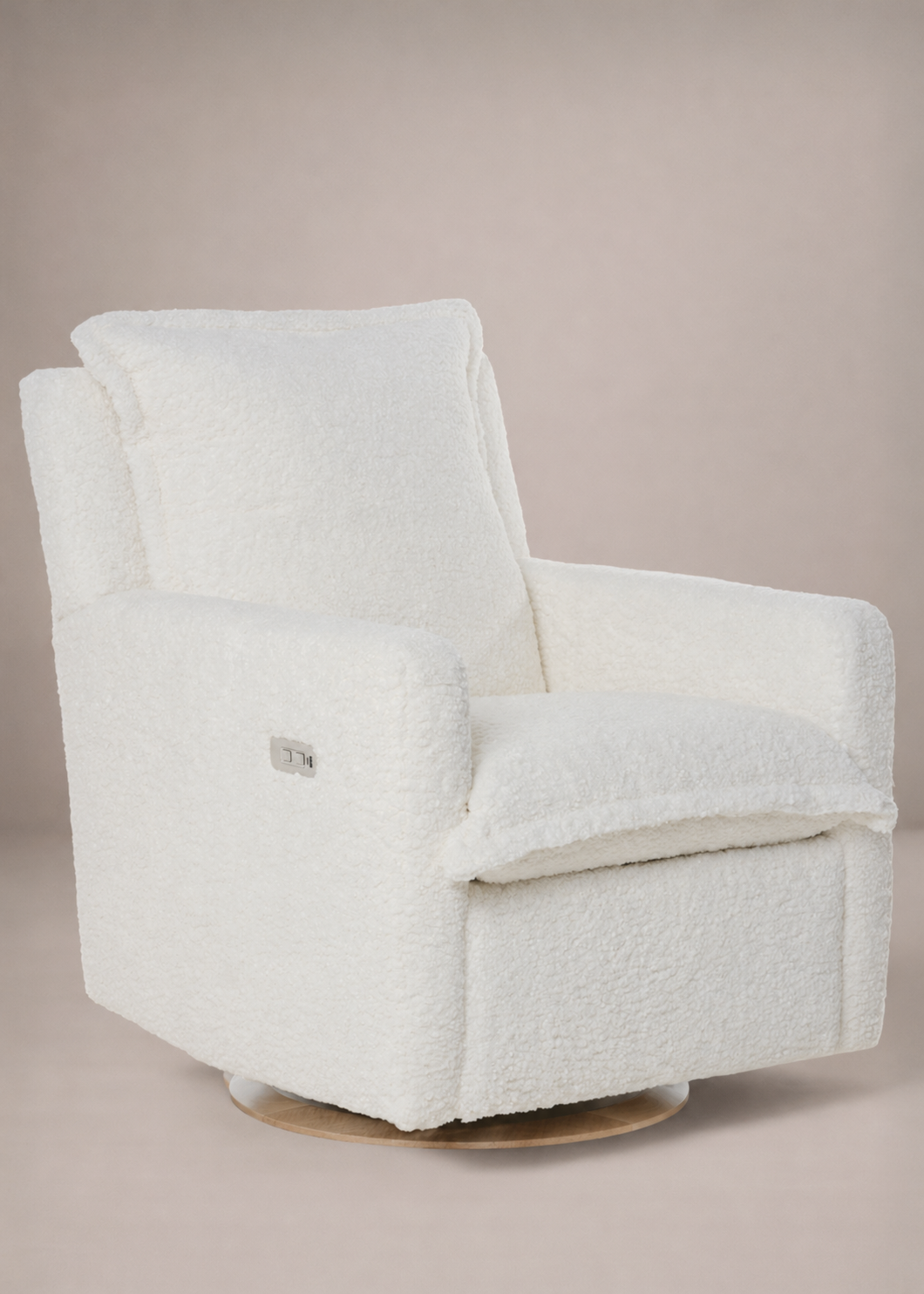 Flynn – Gliding Swivel Nursery Recliner - Sheepskin Cloud