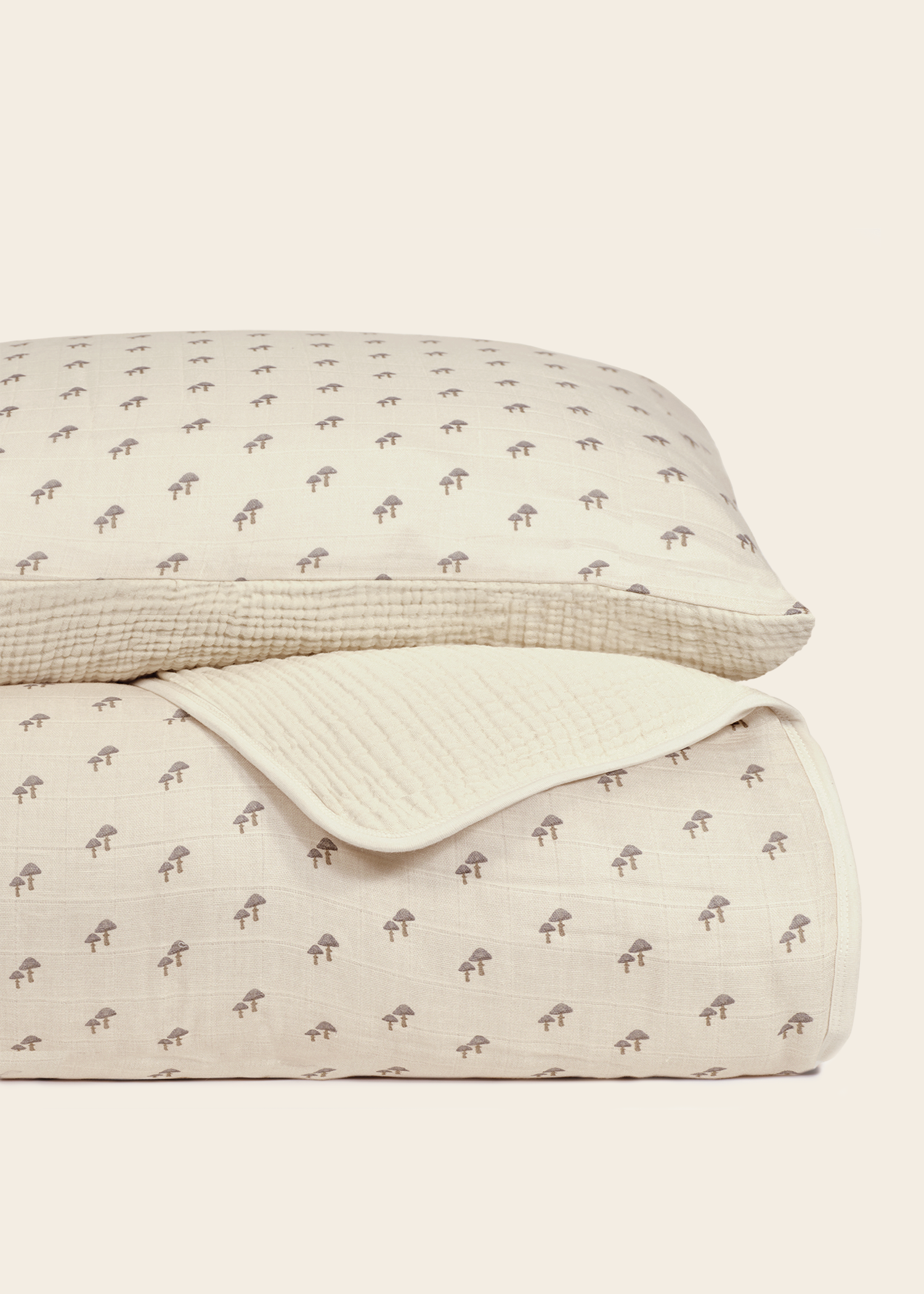 Mushroom - Premium Muslin Crib Quilt & Sham Set