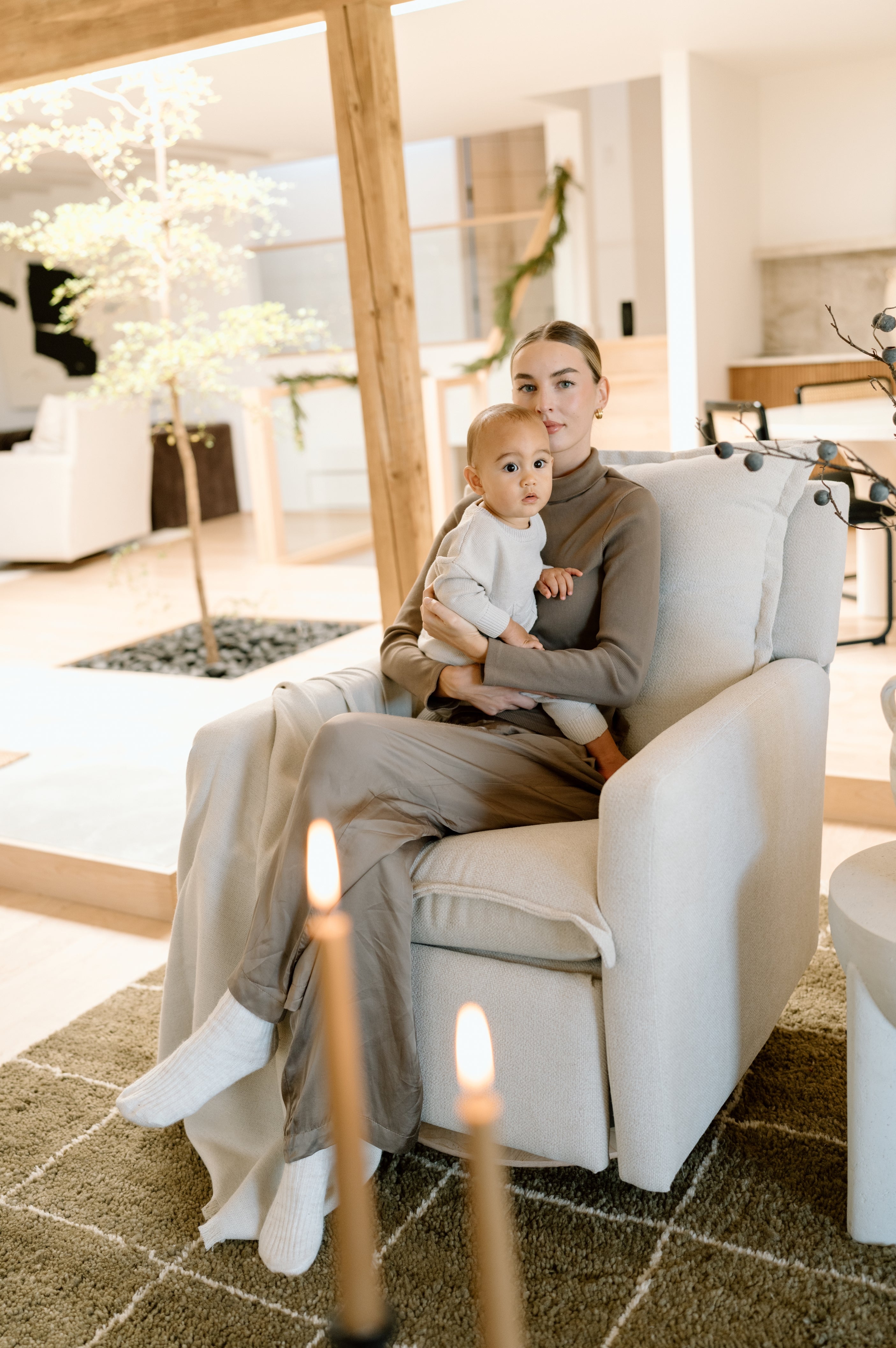 Flynn – Gliding Swivel Nursery Recliner - High Performance Basket Sand