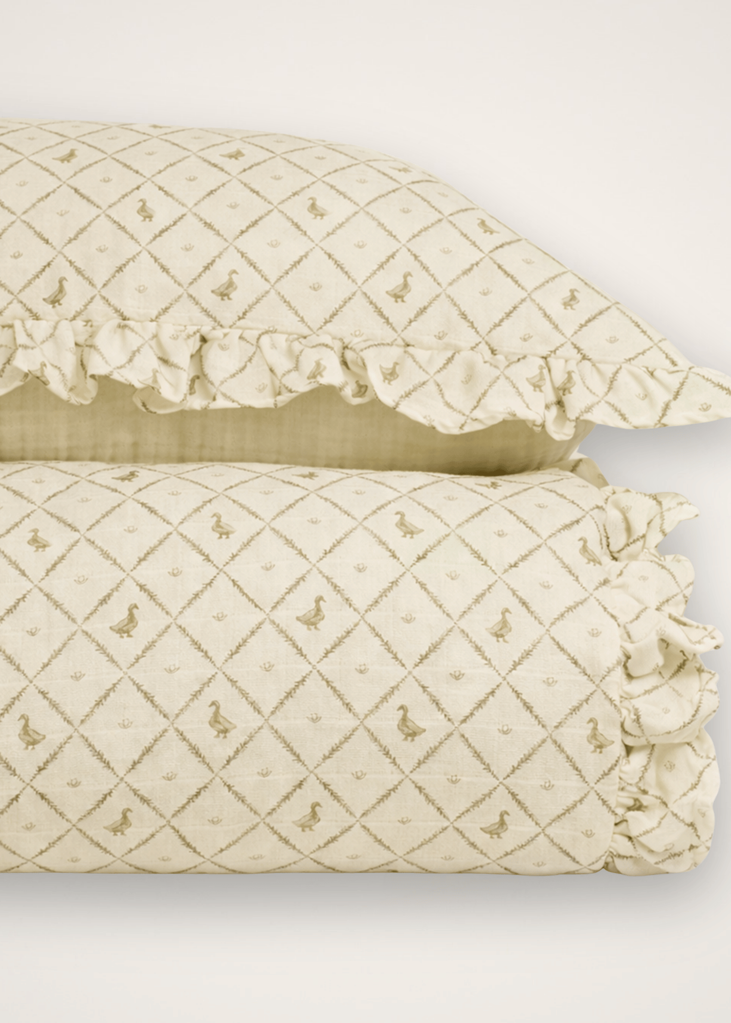 Butter Yellow Duck - Premium Muslin Crib Quilt & Sham Set