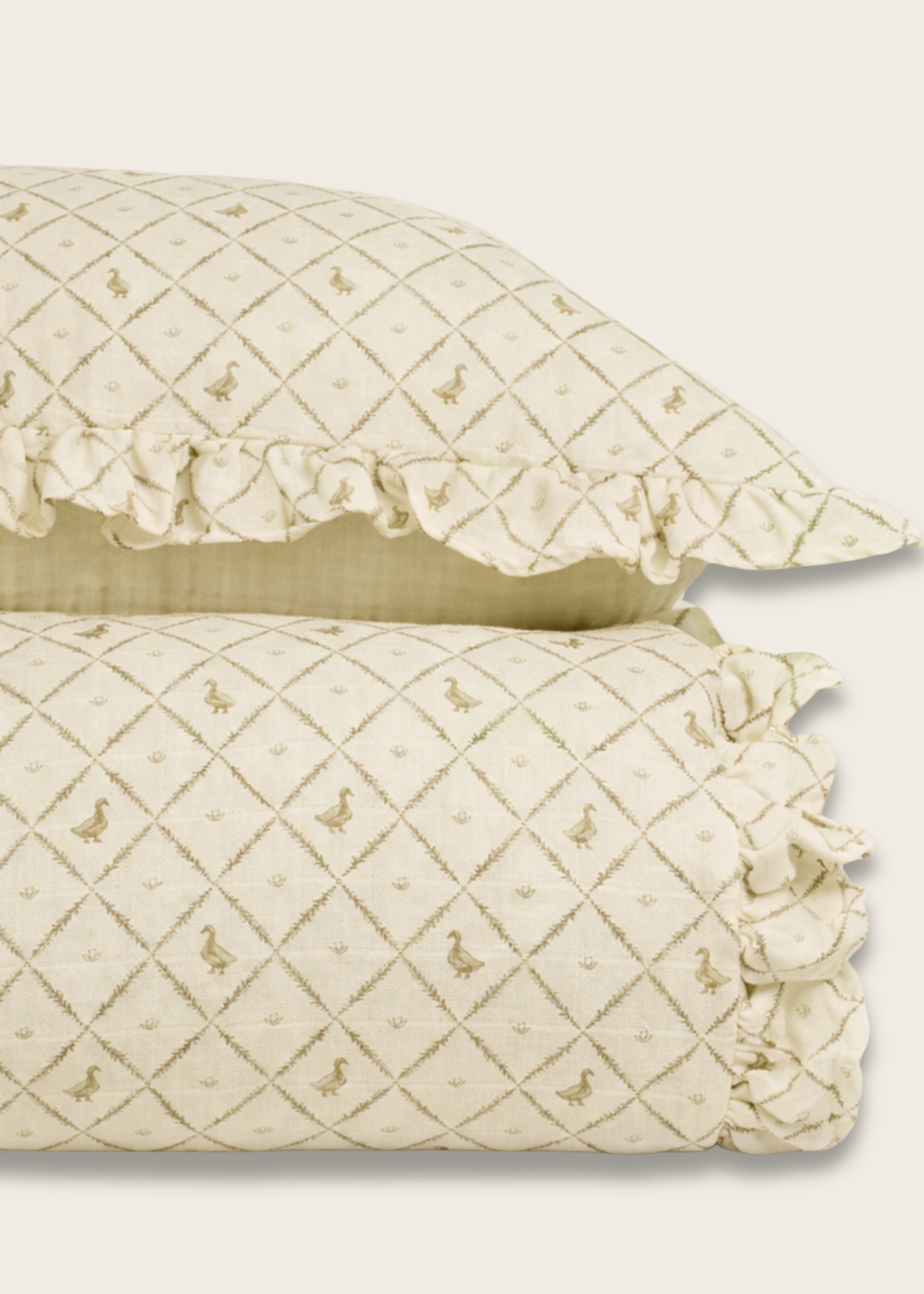 Butter Yellow Duck - Premium Muslin Crib Quilt & Sham Set