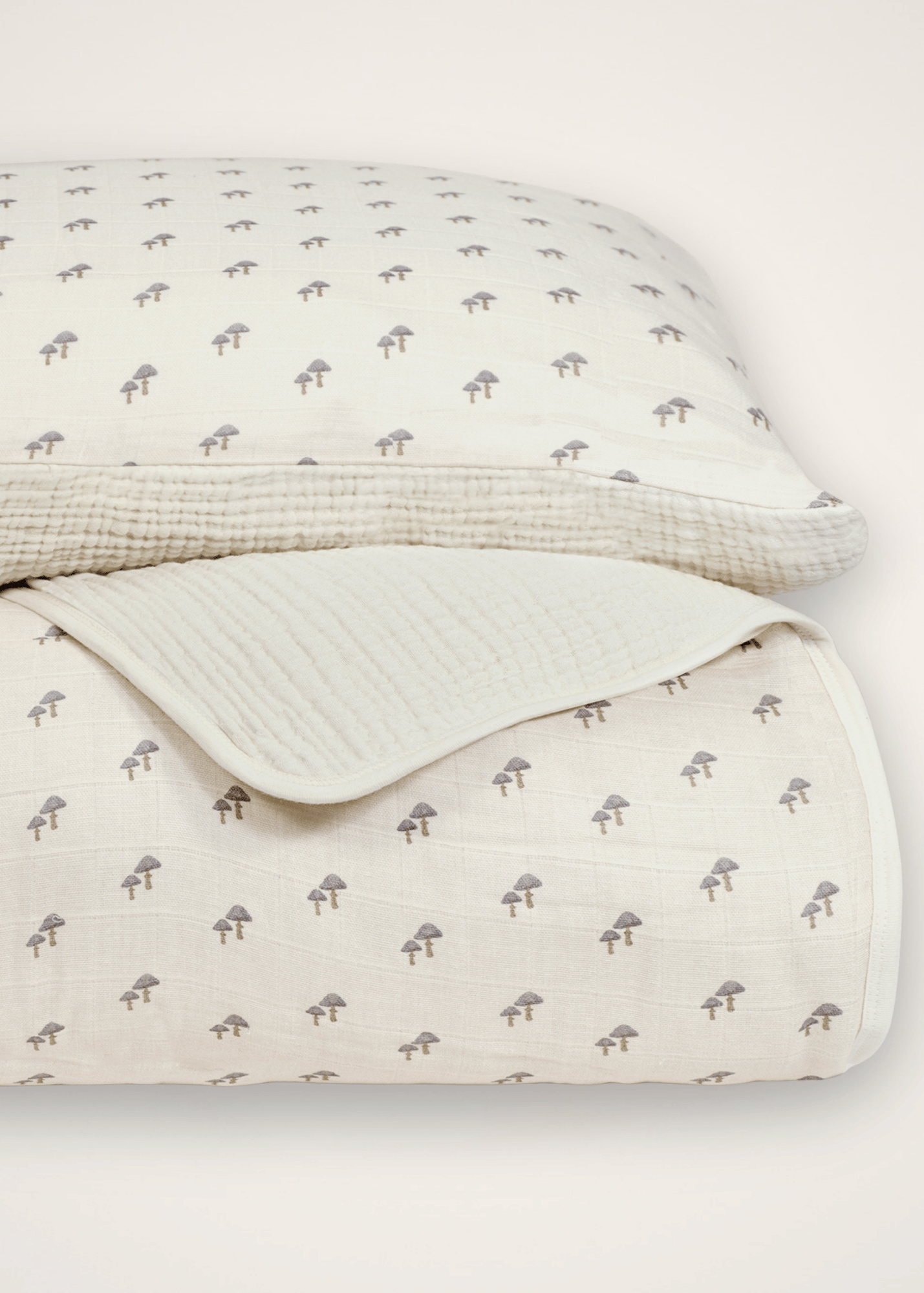 Mushroom - Premium Muslin Crib Quilt & Sham Set