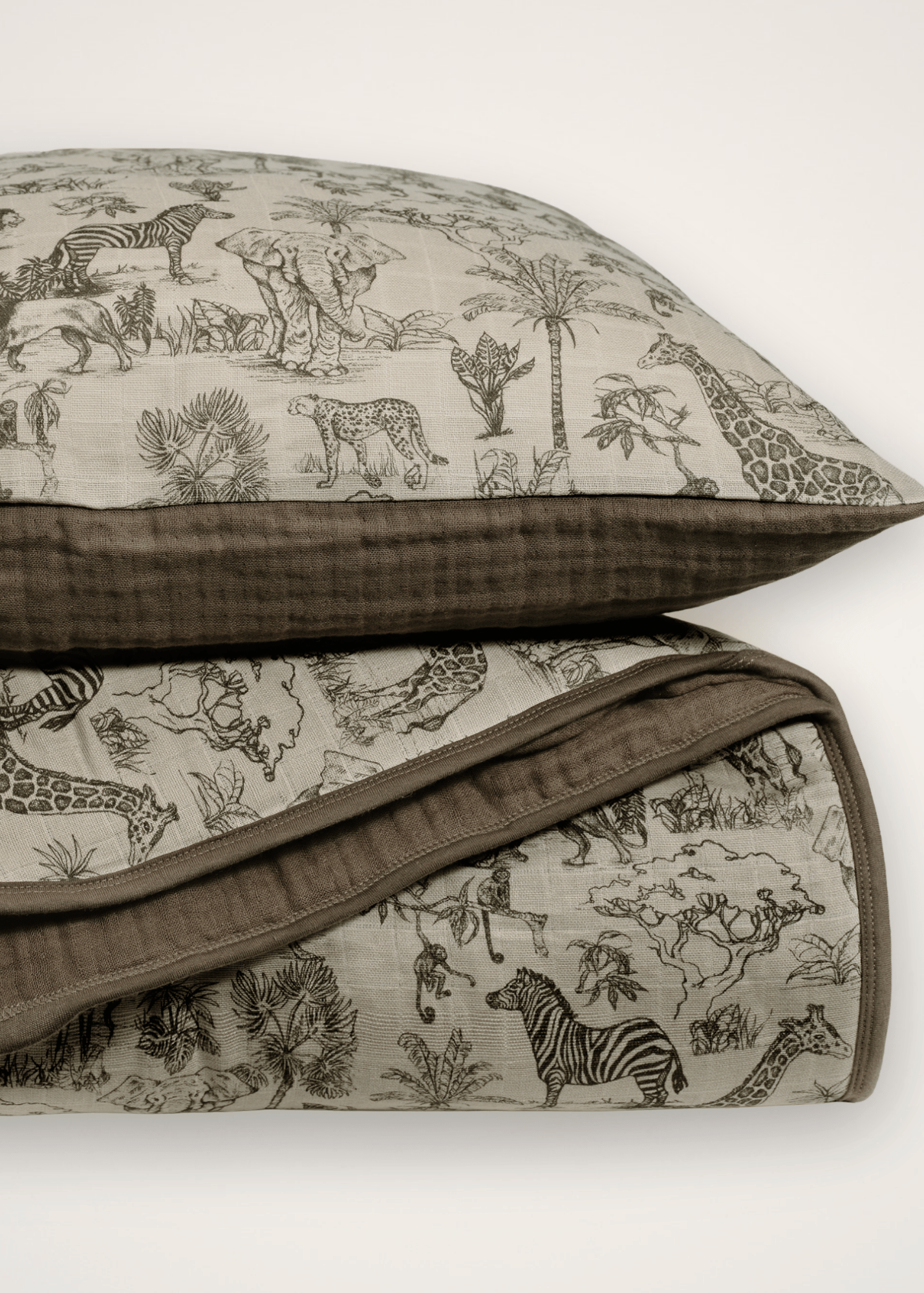 Vintage Safari Nursery - Premium Muslin Crib Quilt & Sham Set