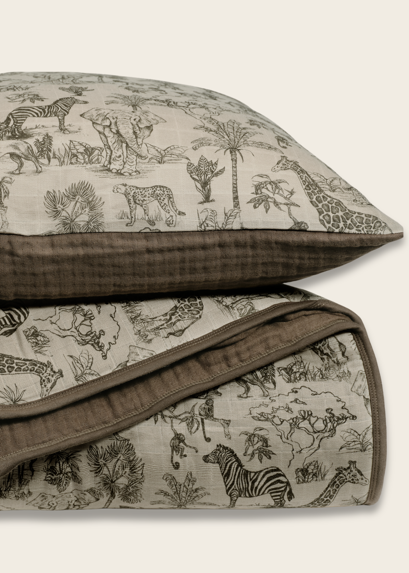 Vintage Safari Nursery - Premium Muslin Crib Quilt & Sham Set