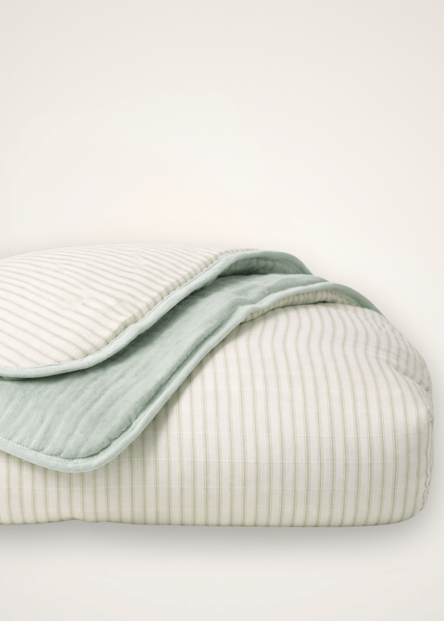 Sea Moss Sage Green Stripe - Premium Muslin Crib Quilt