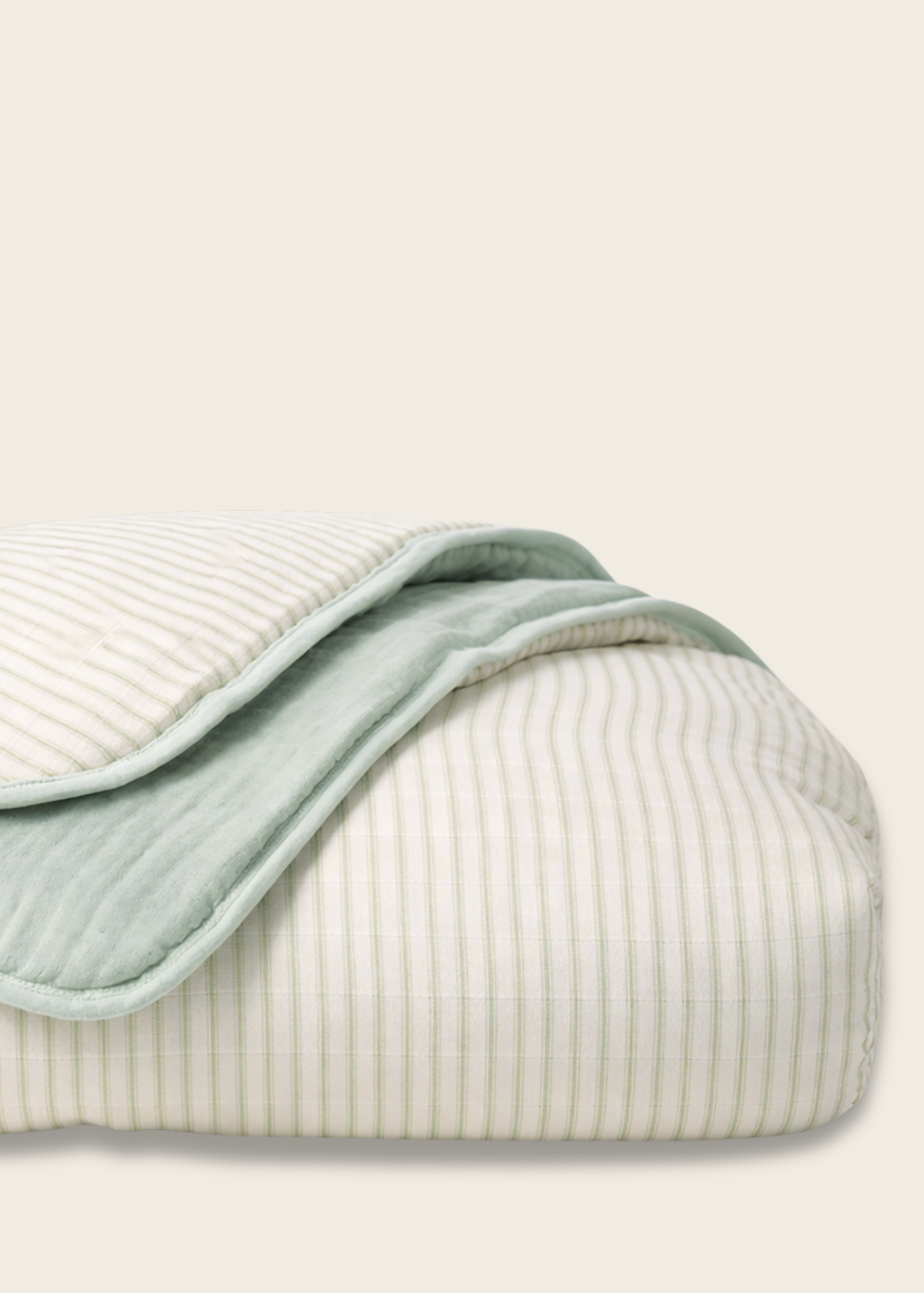 Sea Moss Sage Green Stripe - Premium Muslin Crib Quilt