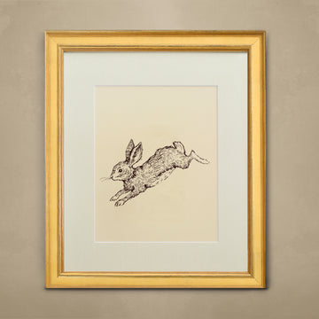 The 'Hare' Framed Art - Antique Brass Frame