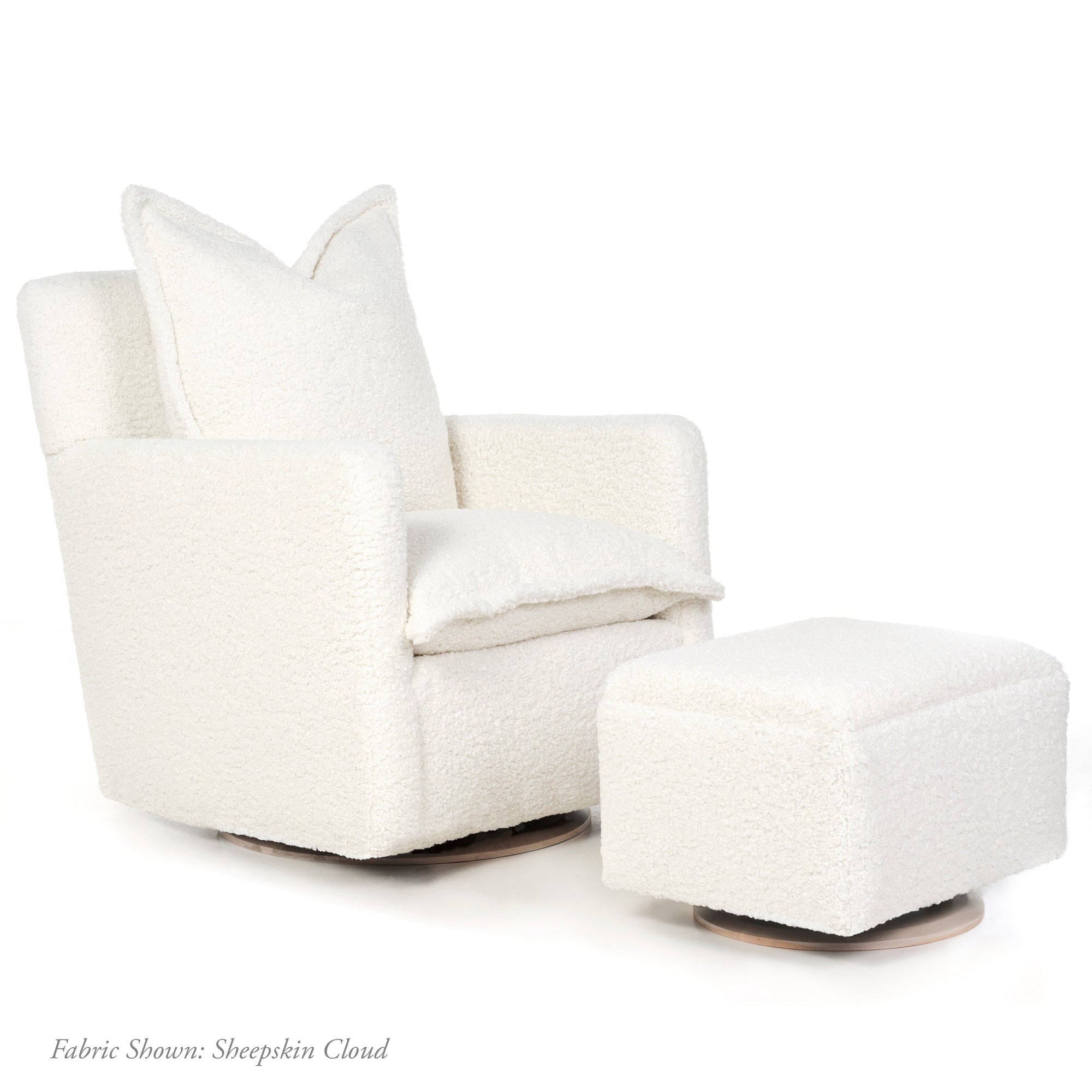 Nola – Swivel Nursery Glider - Sheepskin Cloud