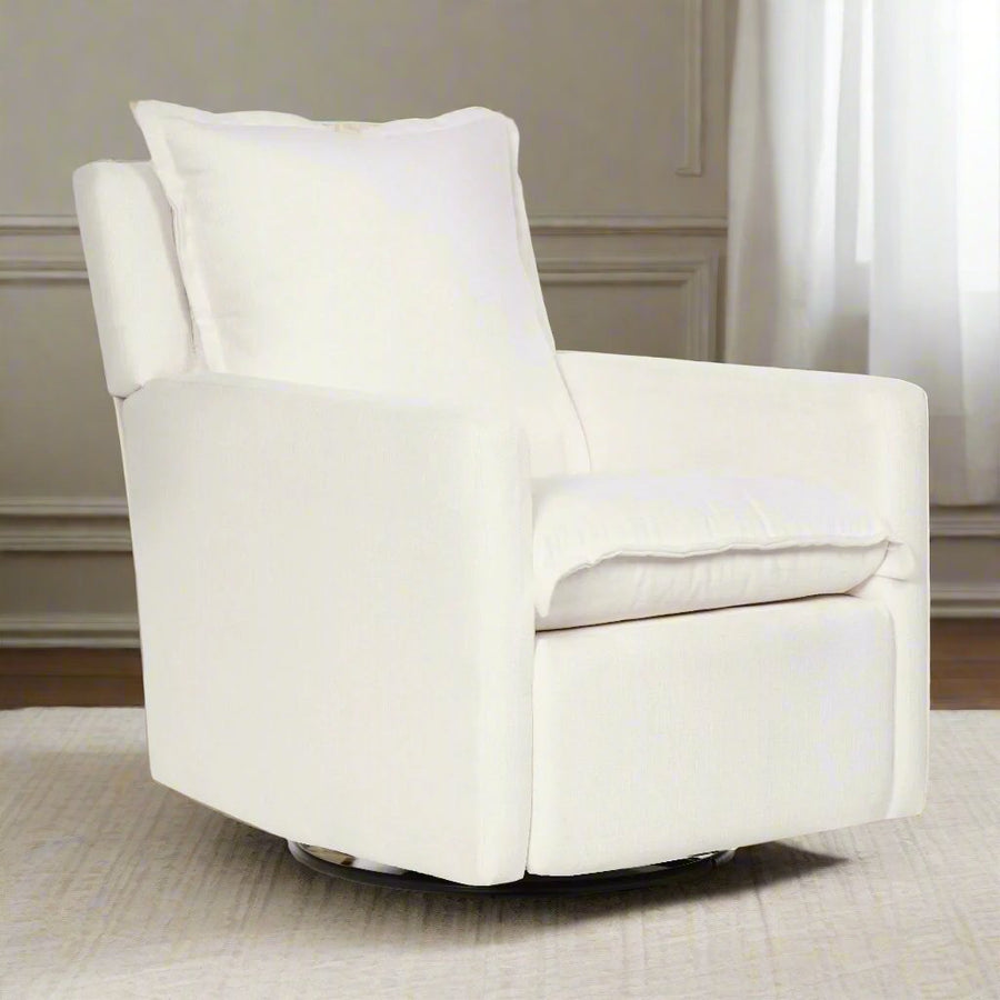 FLYNN – Gliding Swivel Nursery Recliner – High Performance Ivory