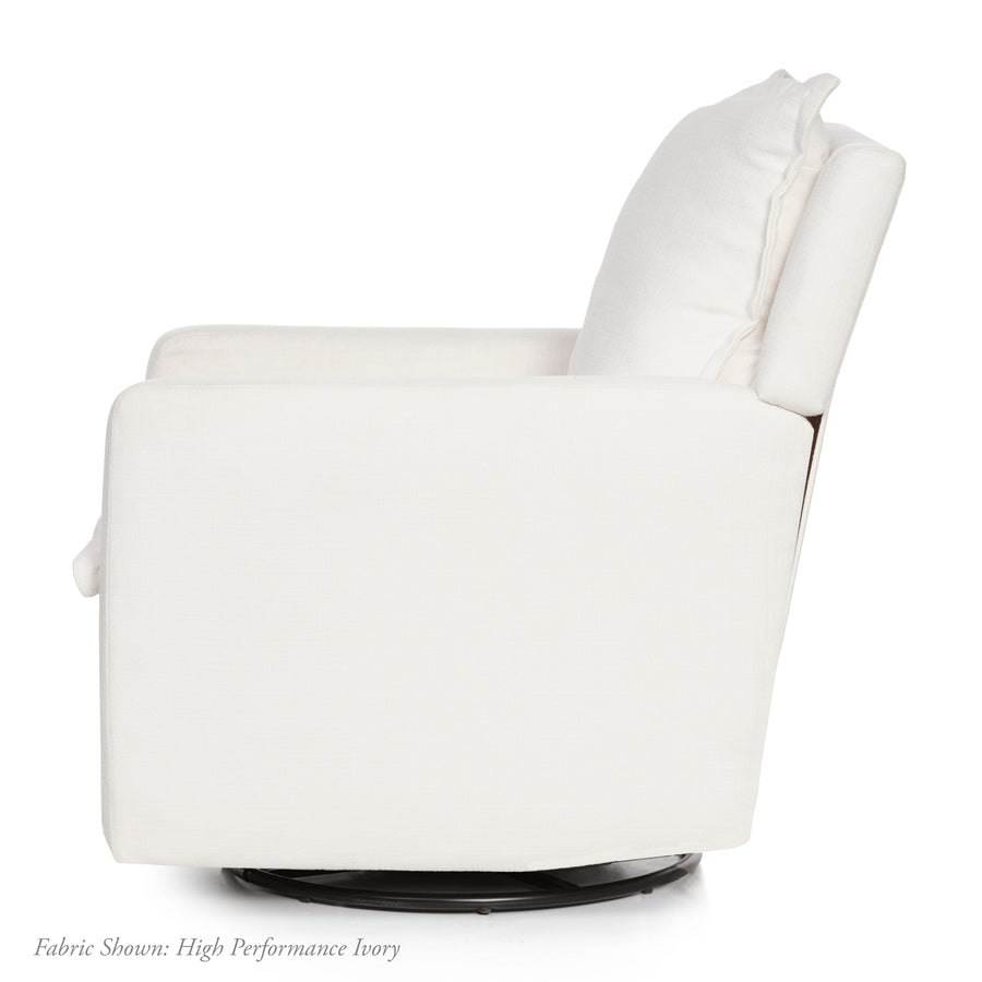 FLYNN – Gliding Swivel Nursery Recliner – High Performance Ivory