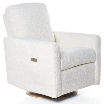 DREW –  Gliding Swivel Nursery Recliner - Sheepskin Cloud