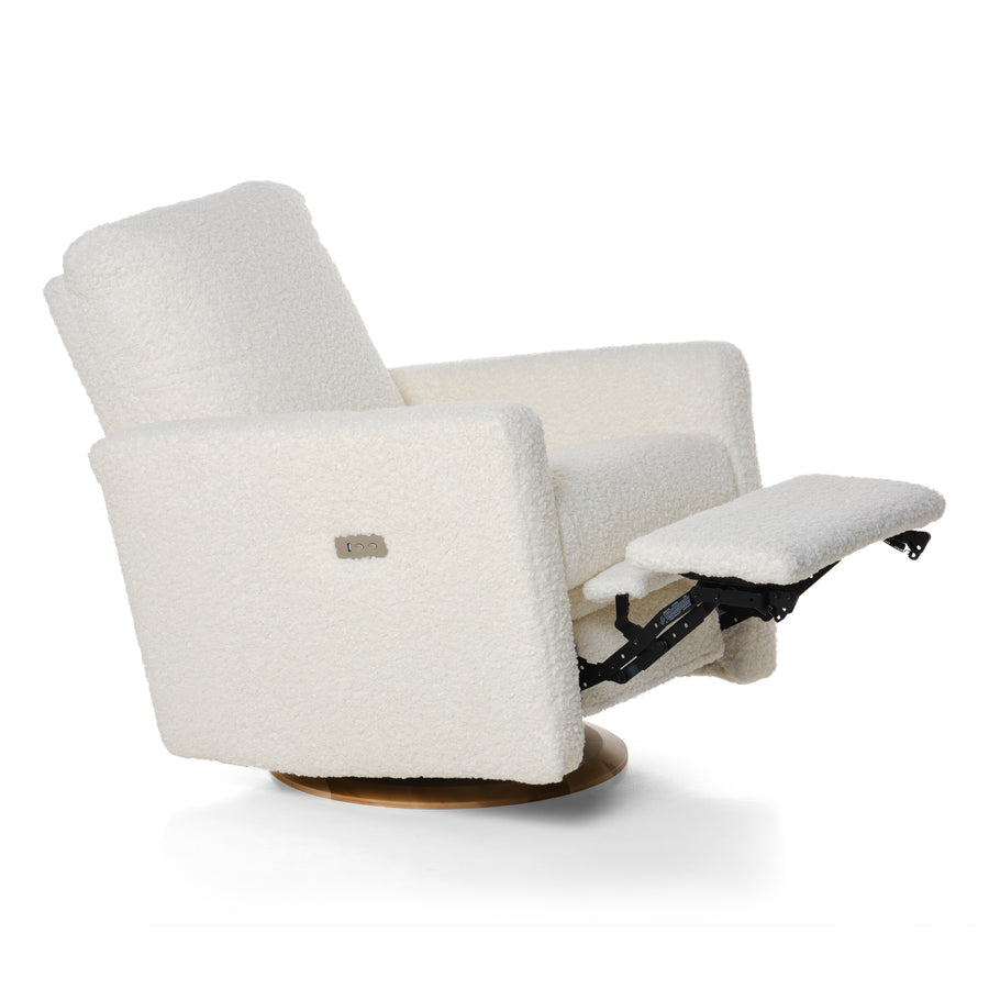 DREW –  Gliding Swivel Nursery Recliner - Sheepskin Cloud