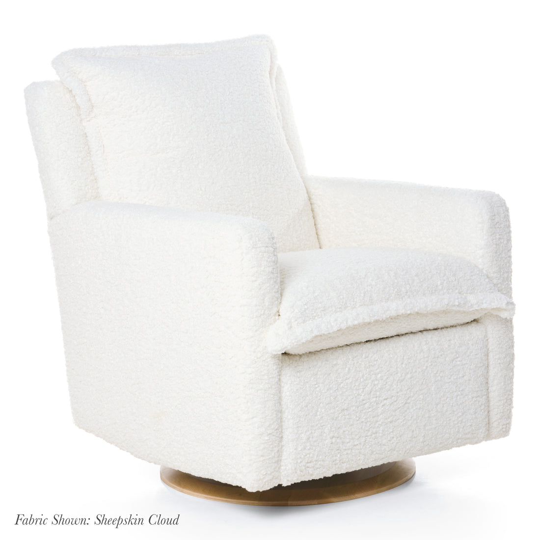 FLYNN – Gliding Swivel Nursery Recliner – Sheepskin Cloud