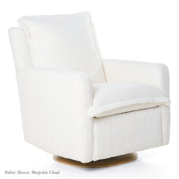 FLYNN – Gliding Swivel Nursery Recliner – Sheepskin Cloud