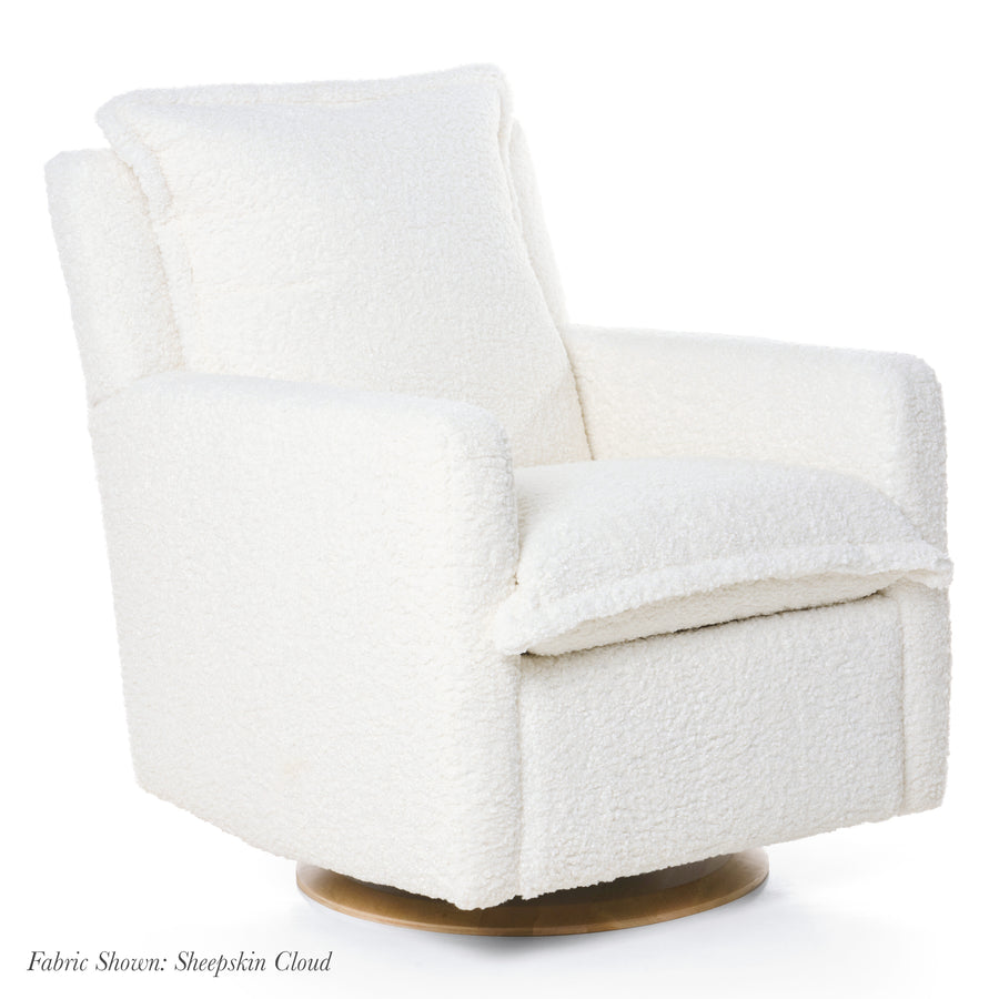 FLYNN – Gliding Swivel Nursery Recliner – Sheepskin Cloud